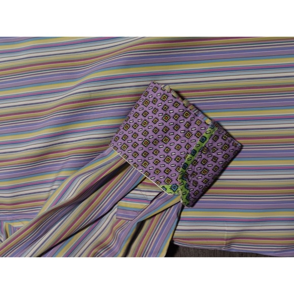 Robert Graham Men's Multicolor Striped Flip Cuff Long Sleeve Shirt Size XL - Picture 2 of 9